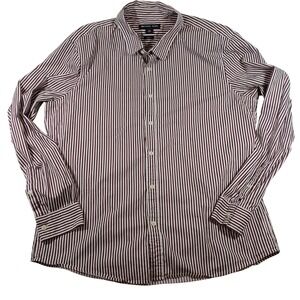Michael Kors XXL Slim Fit Burgundy Striped Long Sleeve Button Down Shirt‎